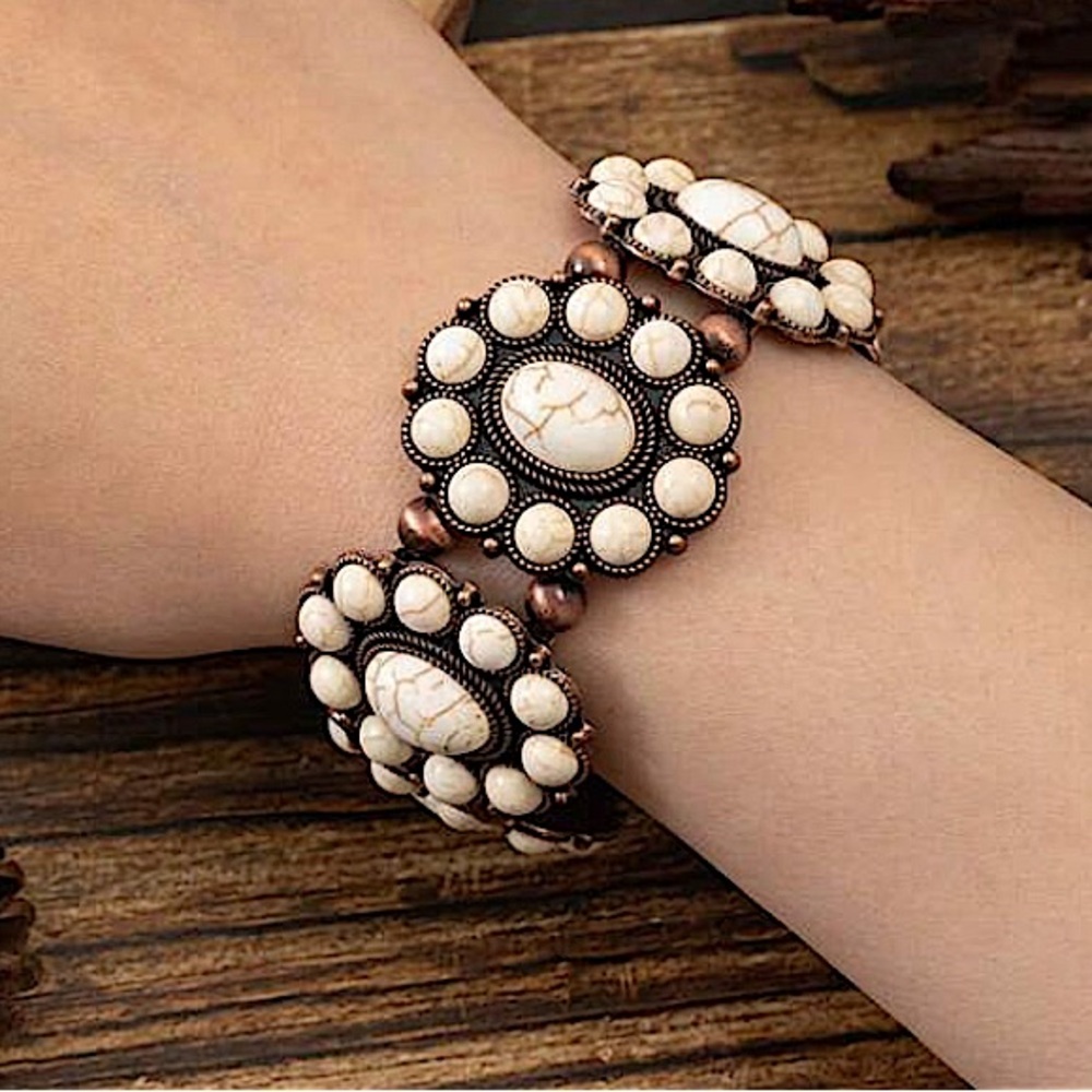 Western White Squash Blossom Post Bracelet